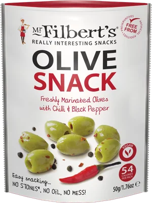 Mr Filbert's Green Olives with Chilli & Black Pepper 50g